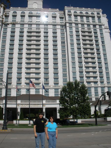Trip (2).JPG - Kris and Sharon outside the hotel "The Grand America" in Salt Lake City, Utah.
